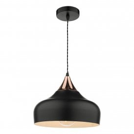 1 Light Single Ceiling Pendant Black And Copper
