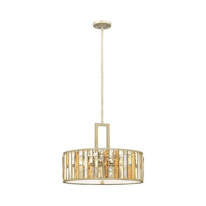 Gemma Ceiling Pendant Silver Leaf with Amber and Crystal - Large