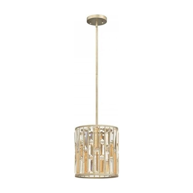 Gemma Ceiling Pendant Silver Leaf with Amber and Crystal - Small
