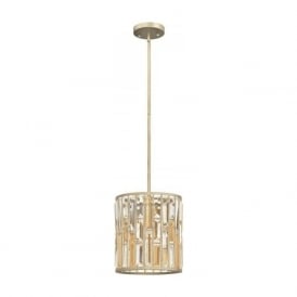 Gemma Ceiling Pendant Silver Leaf with Amber and Crystal - Small