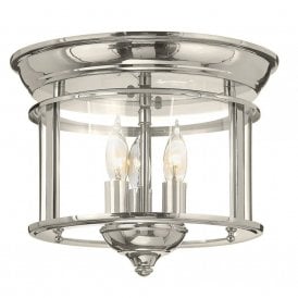 GENTRY circular flush mounted hall ceiling light - polished nickel