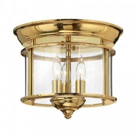 GENTRY circular solid brass flush mounted hall ceiling light with clear glass