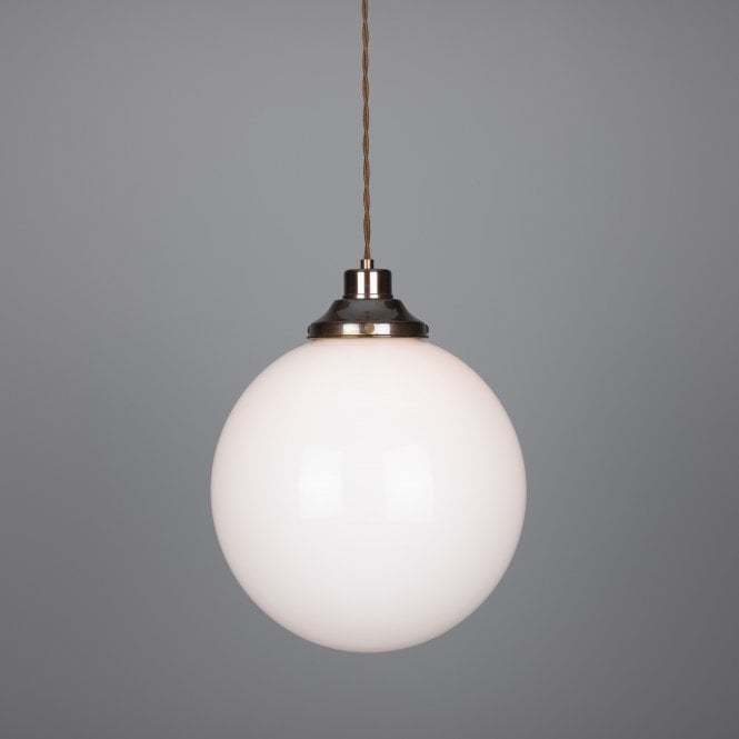 GENTRY classic white glass globe ceiling pendant light - large