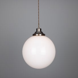 GENTRY classic white glass globe ceiling pendant light - large