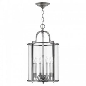 GENTRY traditional pewter hanging hall lantern - large