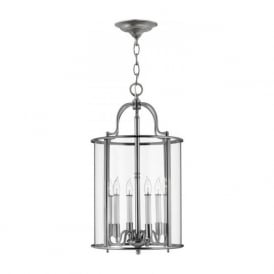 GENTRY traditional pewter hanging hall lantern - large