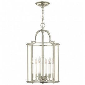 GENTRY traditional polished nickel hanging hall lantern - large