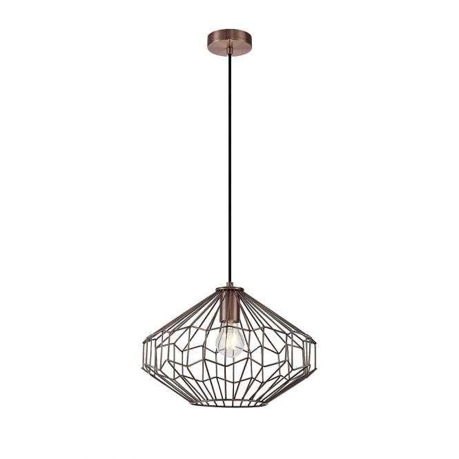 GEOWIRE antique copper wire cage ceiling pendant - medium