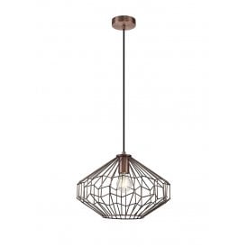 GEOWIRE antique copper wire cage ceiling pendant - medium