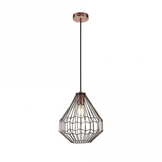 GEOWIRE antique copper wire cage ceiling pendant - small