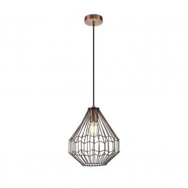 GEOWIRE antique copper wire cage ceiling pendant - small