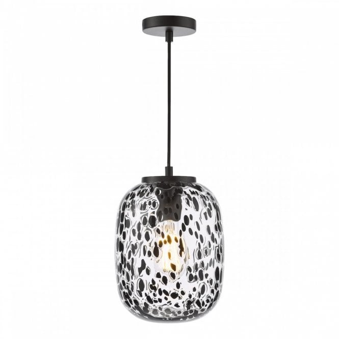 Gethin Matt Black Pendant with Black Confetti Glass