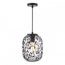 matt black pendant with confetti glass shade