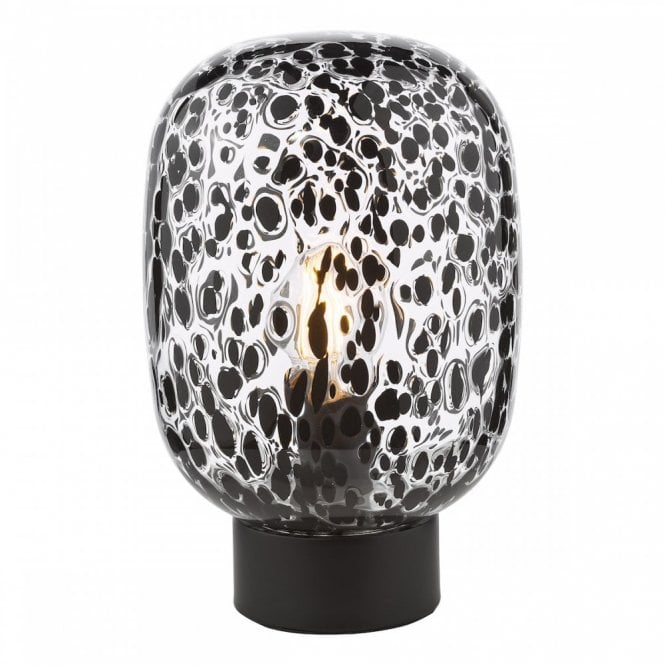 Gethin Touch Lamp Black with Black Confetti Glass