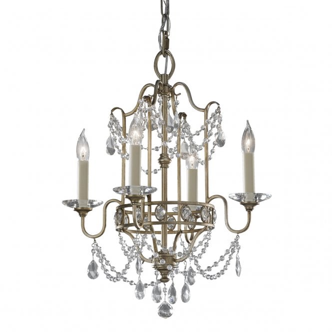 GIANNA Edwardian gilded silver and crystal dual mount chandelier