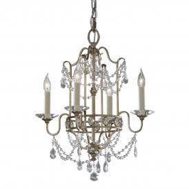Edwardian Gilded Silver And Crystal Dual Mount Chandelier
