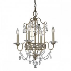 GIANNA Edwardian gilded silver and crystal dual mount chandelier