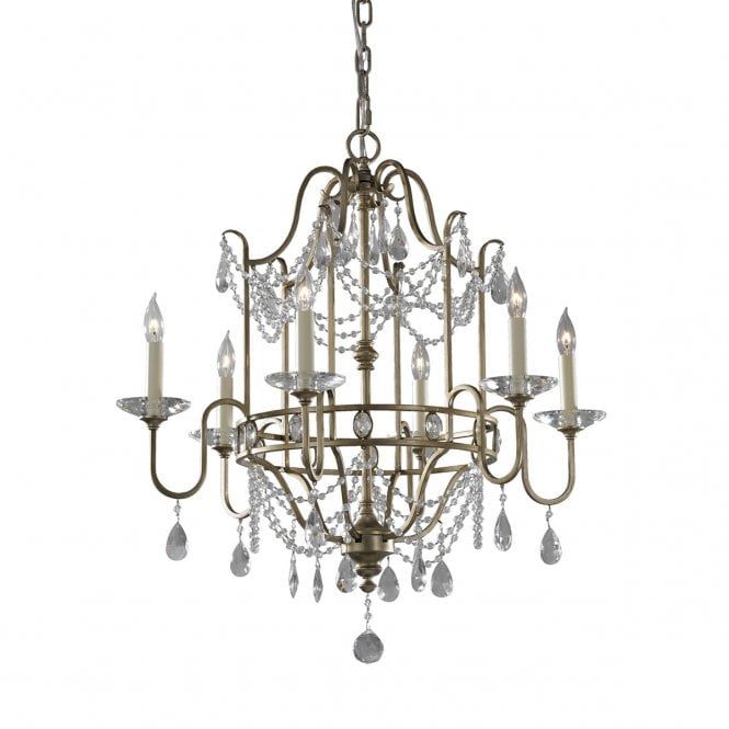 GIANNA Edwardian gilded silver chandelier with crystal