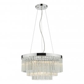 two tier crystal chandelier in chrome 