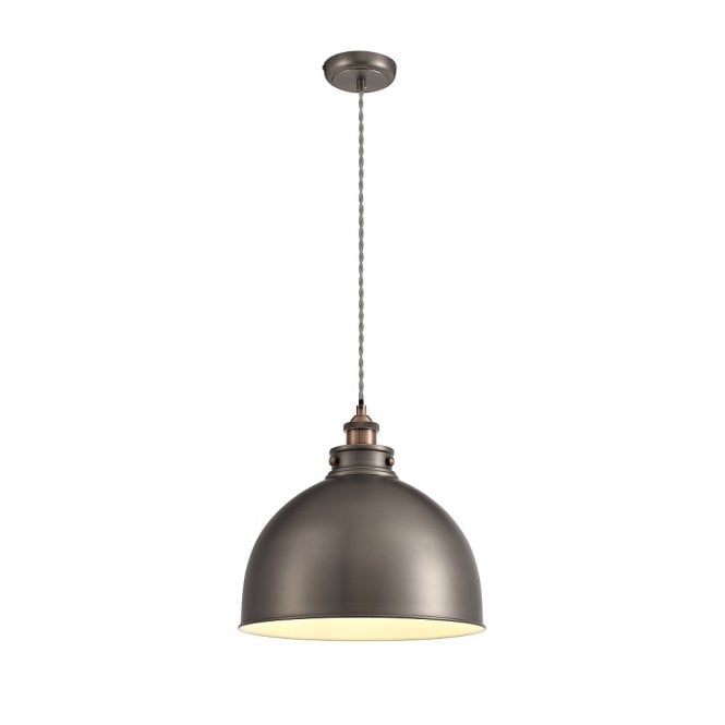 GIOVANNI retro antique silver ceiling pendant with copper highlights - large