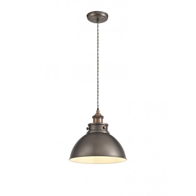 GIOVANNI retro antique silver ceiling pendant with copper highlights - medium