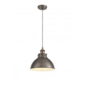 GIOVANNI retro antique silver ceiling pendant with copper highlights - medium