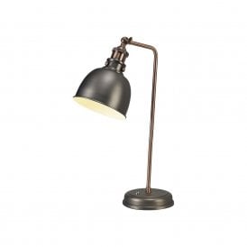 GIOVANNI retro antique silver desk light with copper highlights