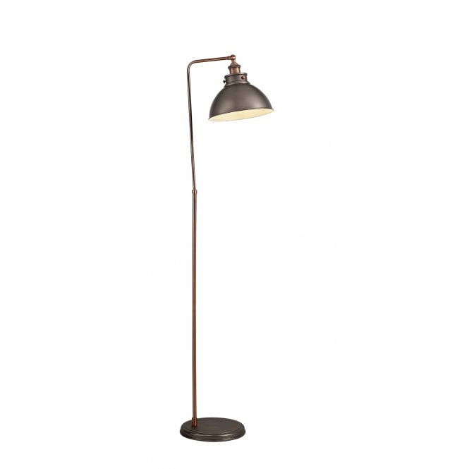 GIOVANNI retro antique silver floor lamp with copper highlights
