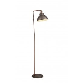 GIOVANNI retro antique silver floor lamp with copper highlights