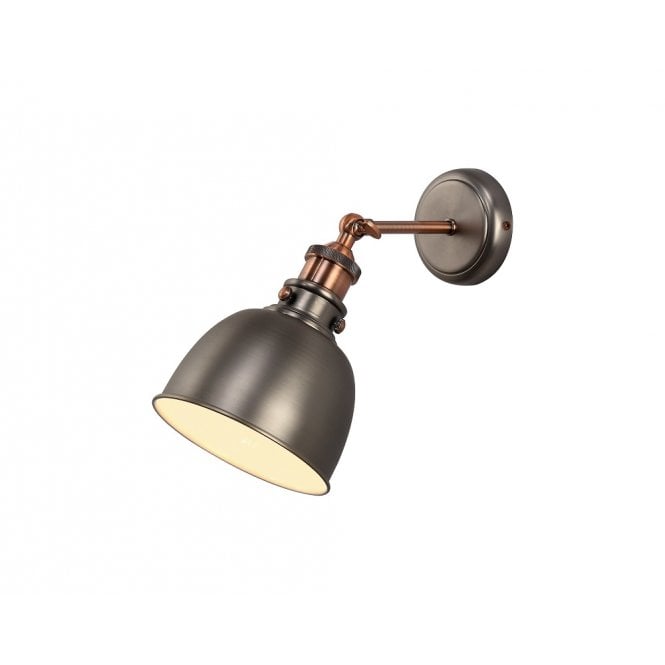 GIOVANNI retro antique silver wall light with copper highlights