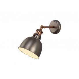 GIOVANNI retro antique silver wall light with copper highlights