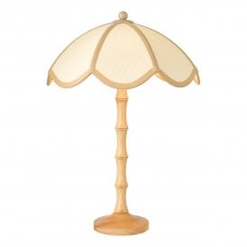 Wood table lamp with rattan shade