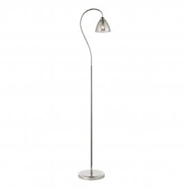 Floor lamp in polished nickel and smoked glass
