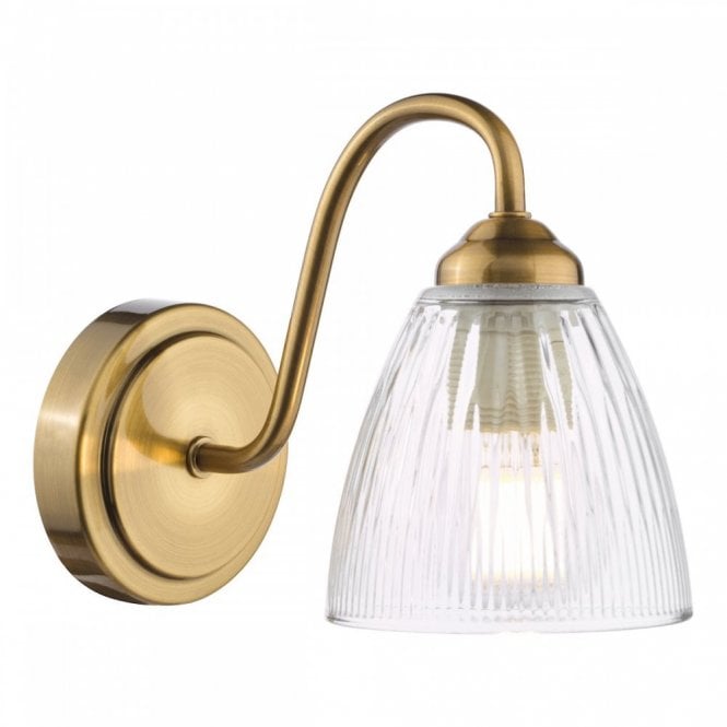 Glynis Wall Light in Antique Bronze with Ribbed Glass Shade