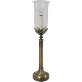 GOTHIC antique brass table light with clear storm glass shade (medium)