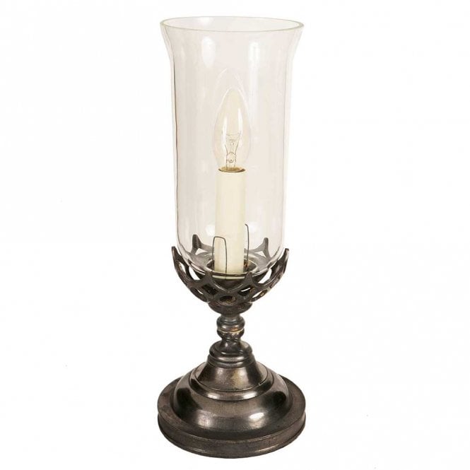 GOTHIC antique table lamp with clear storm glass shade (small)