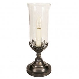 GOTHIC antique table lamp with clear storm glass shade (small)
