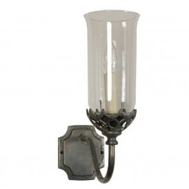 GOTHIC antique wall lght with clear storm glass shade