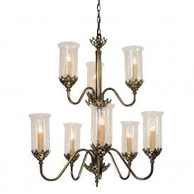 GOTHIC large traditional 8 light chandelier with storm glass shades