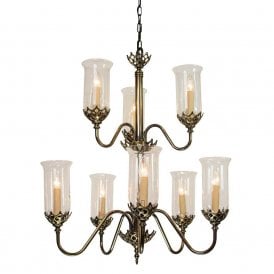 GOTHIC large traditional 8 light chandelier with storm glass shades
