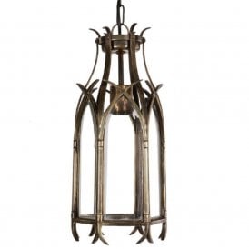 GOTHIC small traditional Medieval hanging lantern in antique finish