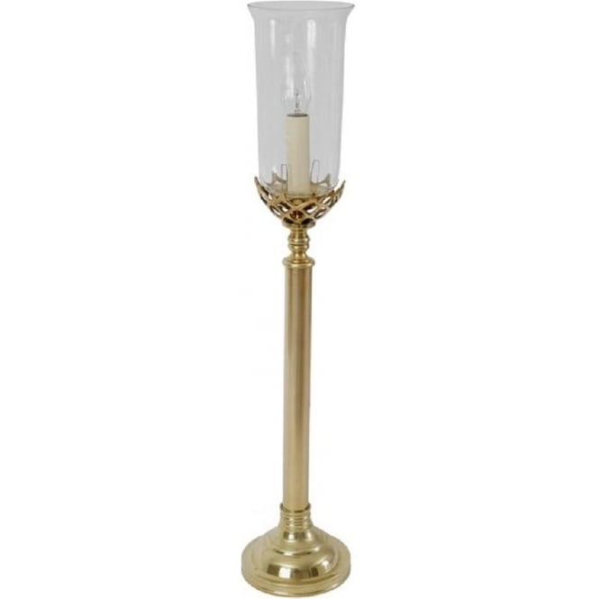 GOTHIC table light in gold polished brass with clear storm glass shade (large)
