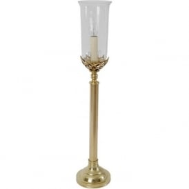 GOTHIC table light in gold polished brass with clear storm glass shade (large)