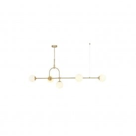 GRACE Matt Antique Brass Linear Pendant With Opal Glass And Adjustable Stem