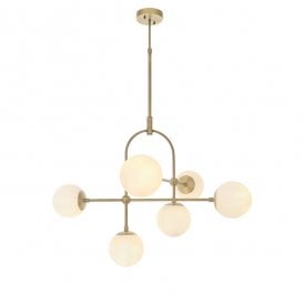 GRACE Matt Antique Brass Pendant With Opal Glass And Adjustable Rod