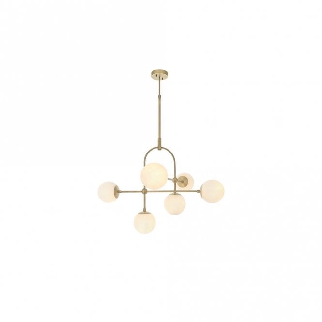 GRACE Matt Antique Brass Pendant With Opal Glass And Adjustable Rod