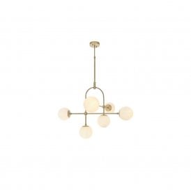 GRACE Matt Antique Brass Pendant With Opal Glass And Adjustable Rod