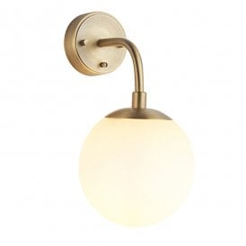 GRACE Matt Antique Brass Wall Light With Opal Glass