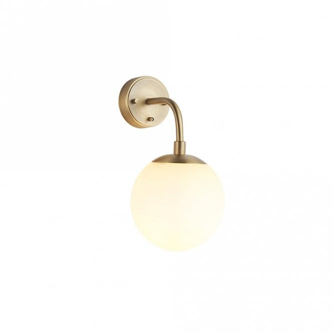 GRACE Matt Antique Brass Wall Light With Opal Glass
