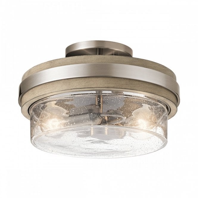 GRAND Bank 2 Light Semi-Flush Mount | Distressed Antique Grey | Pewter